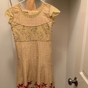 Beige Shalwar Kameez Churidar.